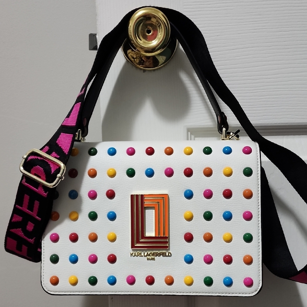 Karl Lagerfeld White Multicolor Studded Women's Bag